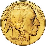American gold buffalo coin face