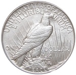 Silver peace dollar coin back